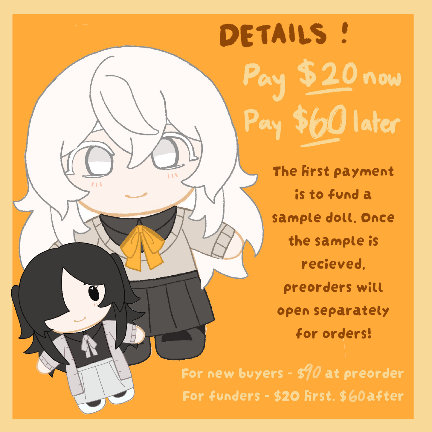 20cm Charlotte Wiltshire Plush with 10cm Anri Warhol Plush Production Funding