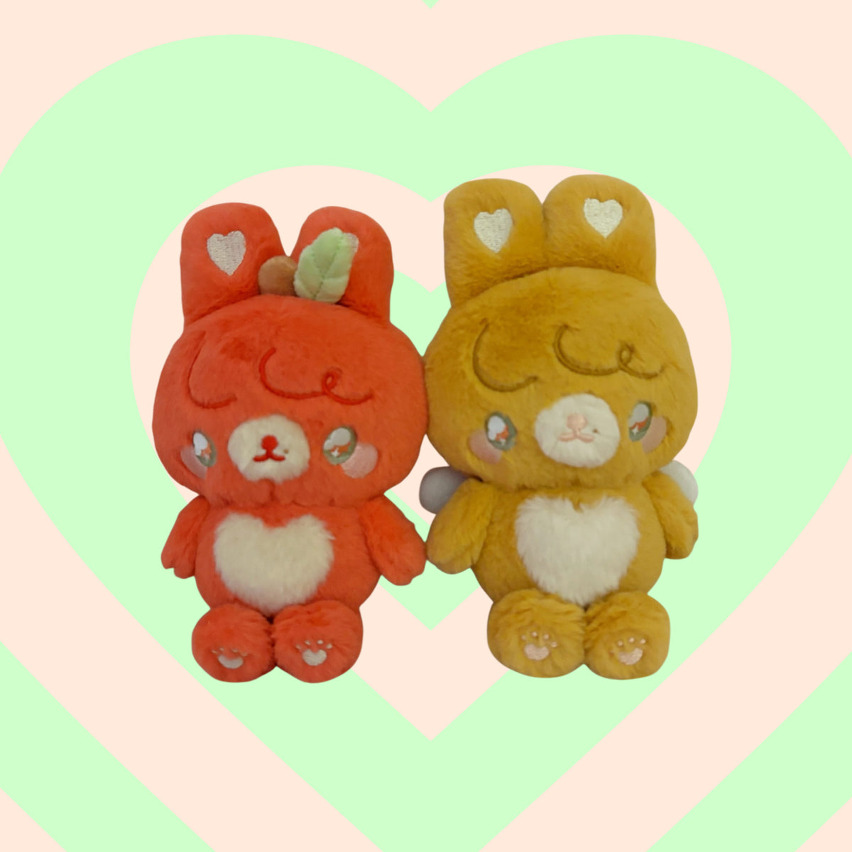 apple bunny & angel bunny plushies