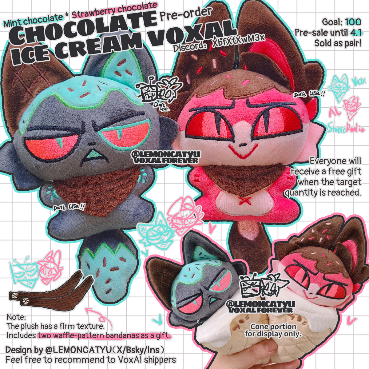 In stock Human Voxal and CHOCOLATE VOXAL Plushies
