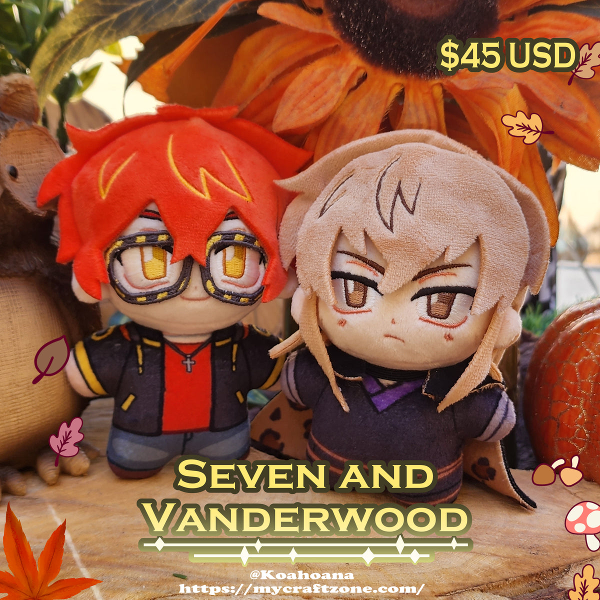 Mystic Messenger plushies Seven + Vanderwood