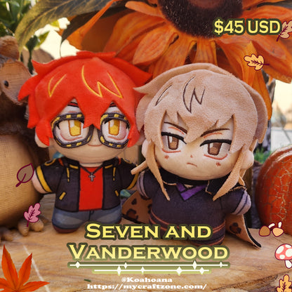 Mystic Messenger plushies Seven + Vanderwood