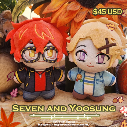 Mystic Messenger plushies Seven + Yoosung