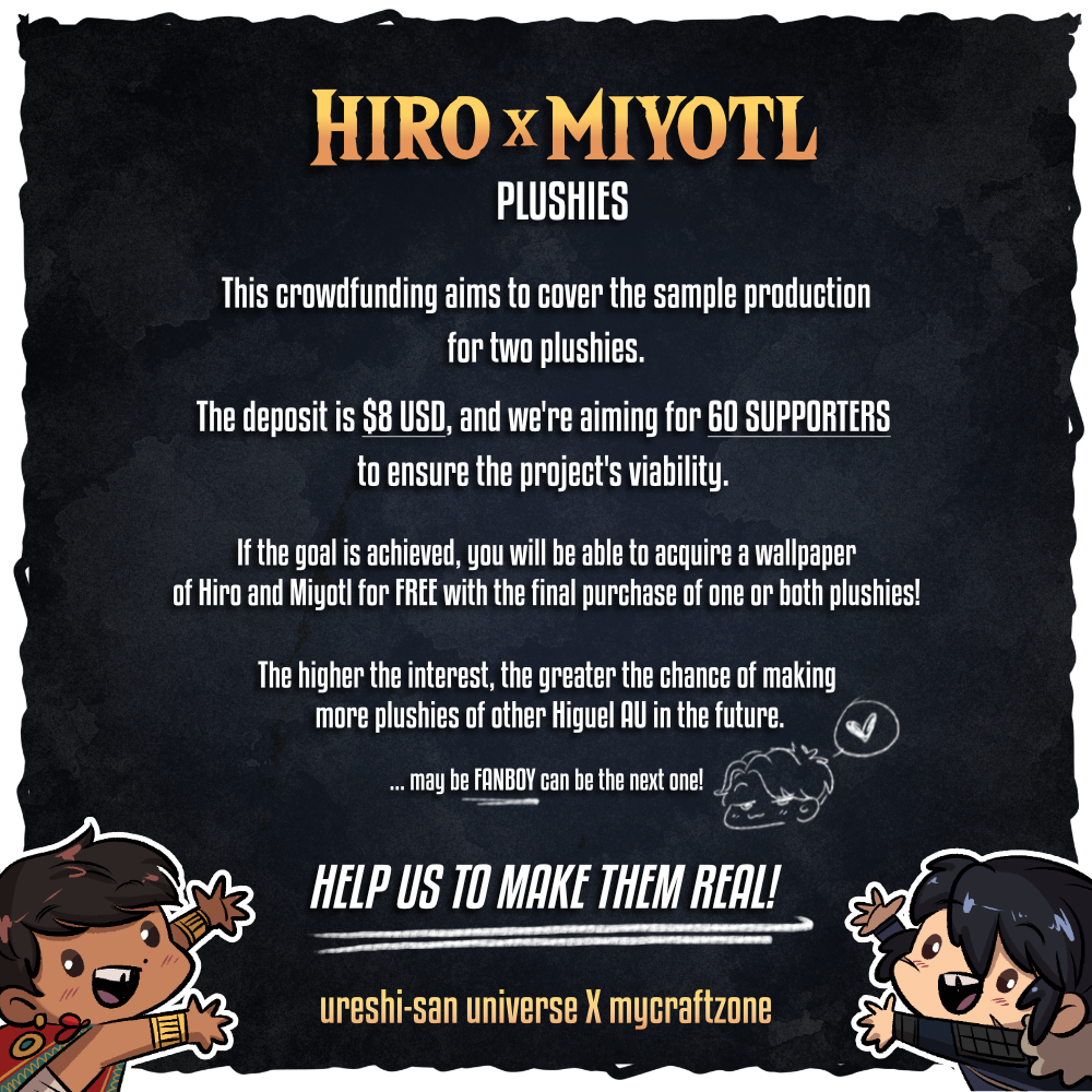 HIRO X MIYOTL Plushies Sample Production Crowdfunding