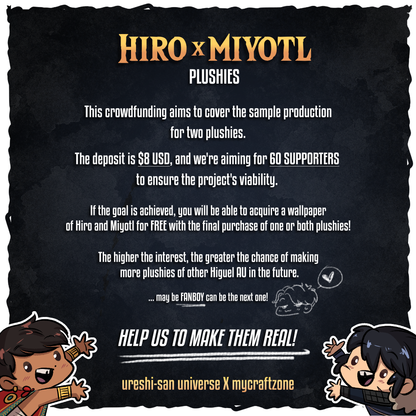 HIRO X MIYOTL Plushies Sample Production Crowdfunding
