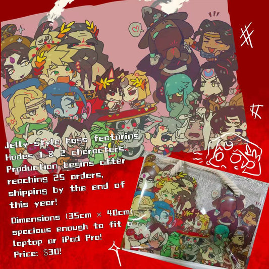 Jelly-style bags featuring Hades 1 & 2 characters!