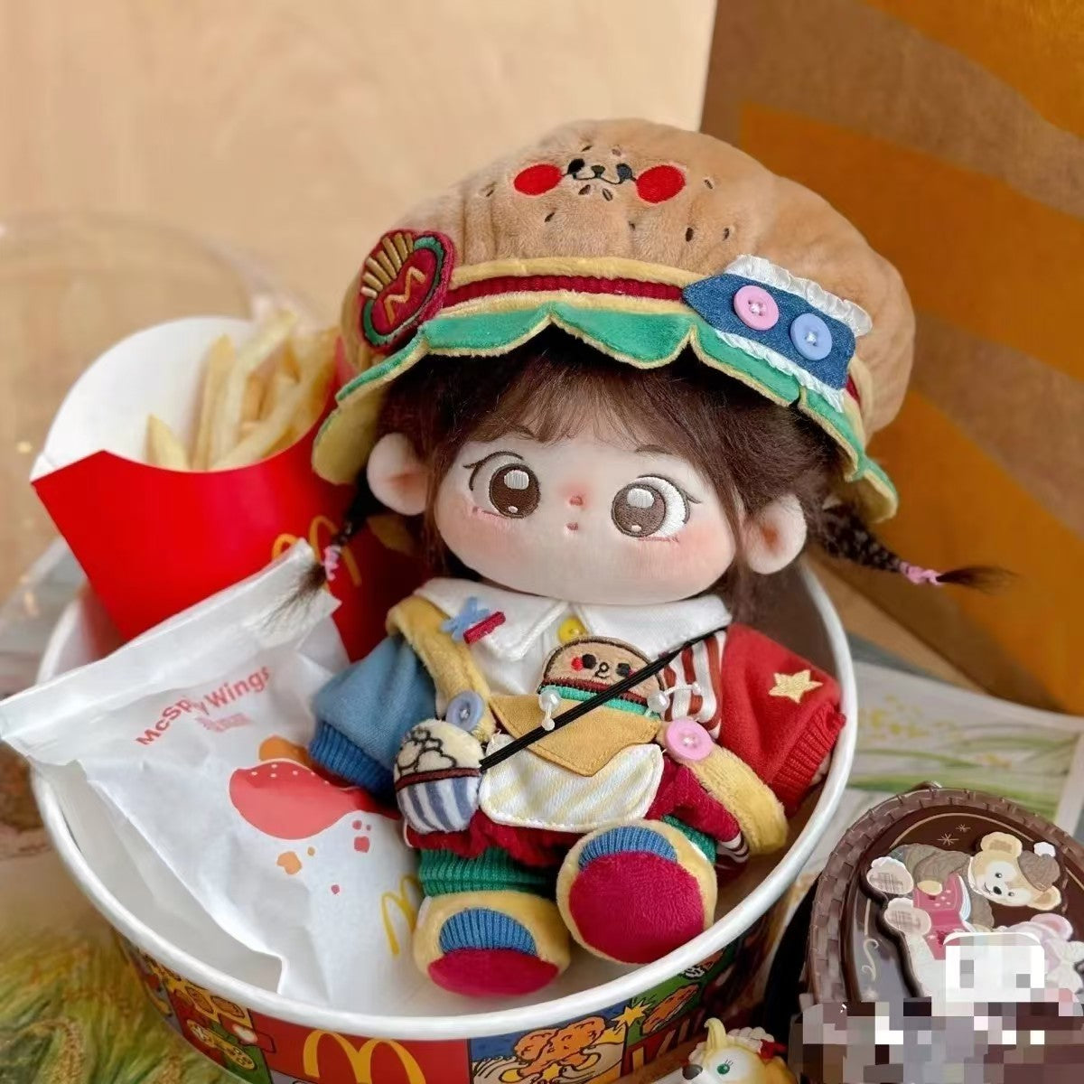 In stock 8" 20cm plush doll clothes: Burger