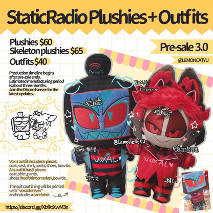 [shipped] StaticRadio Plushies + Outfits Pre-order 3.0