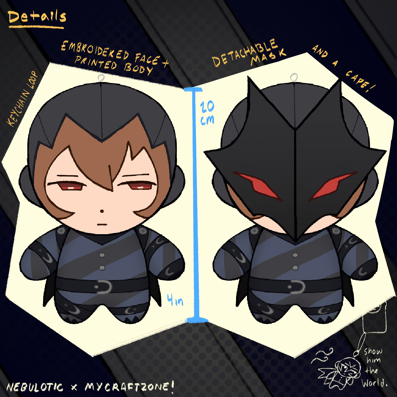 [sample production]Black Mask Akechi Plushie – Sample Crowdfunding
