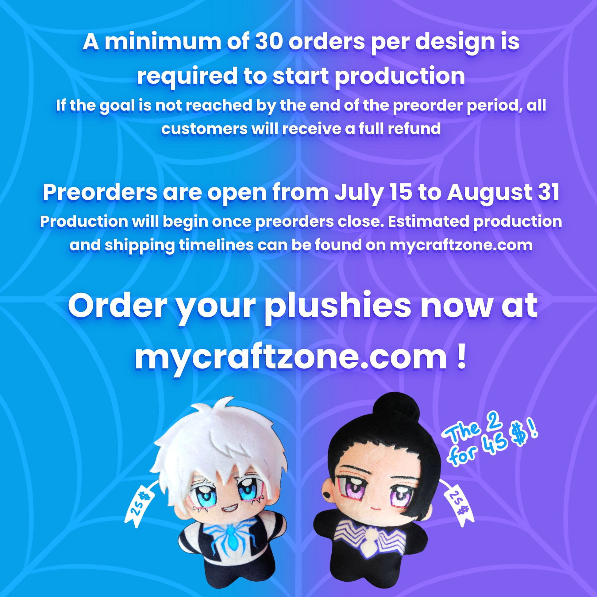 Spider Gojo & Venom Geto plushies