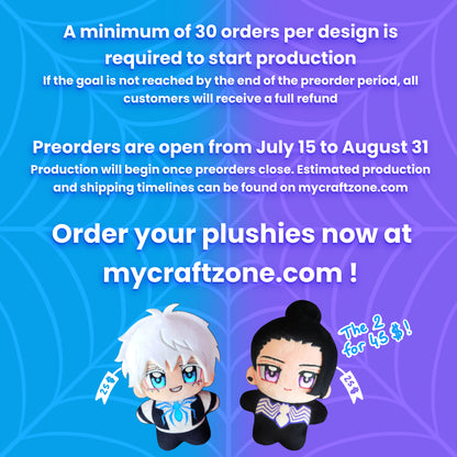 Spider Gojo & Venom Geto plushies