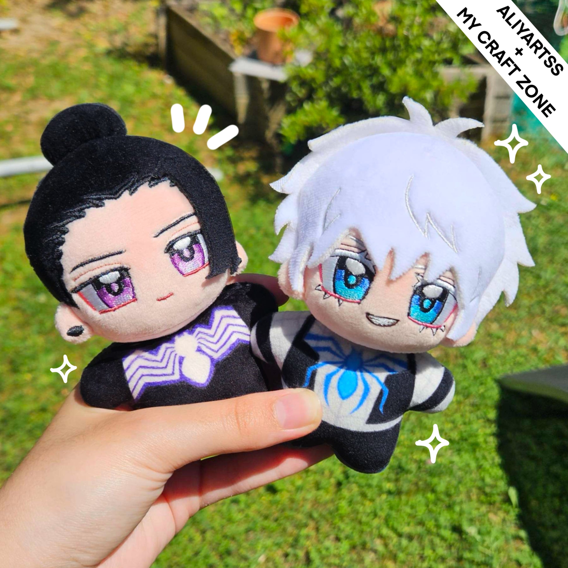 Spider Gojo & Venom Geto plushies